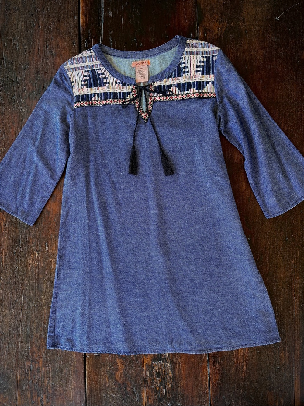 Flying Tomato Indigo Boho Tassel Dress